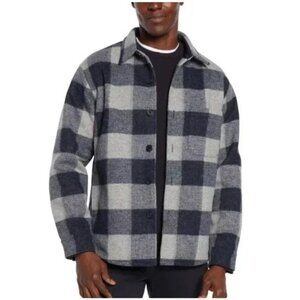 NWOT Banana Republic Men's M Blue & White Plaid Button-Up Shirt Jacket Polyester